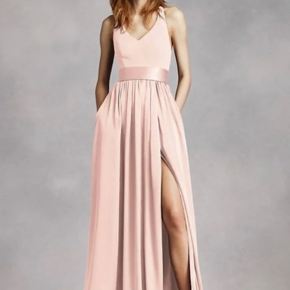 White by Vera Wang Halter V Neck Ballet Bridesmaid Dress